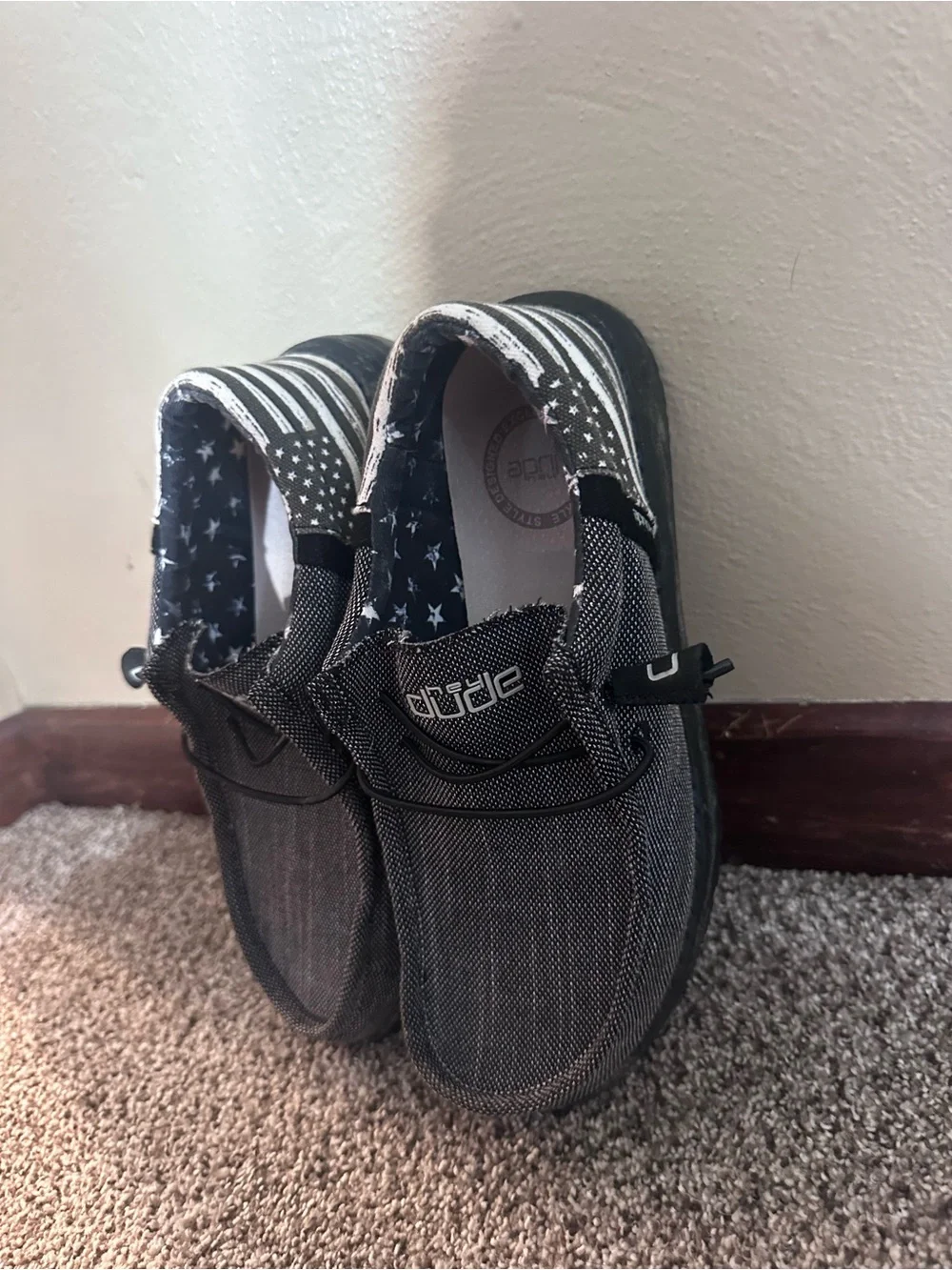 Hey Dude Kids Slip-Ons in Charcoal with Star Lining